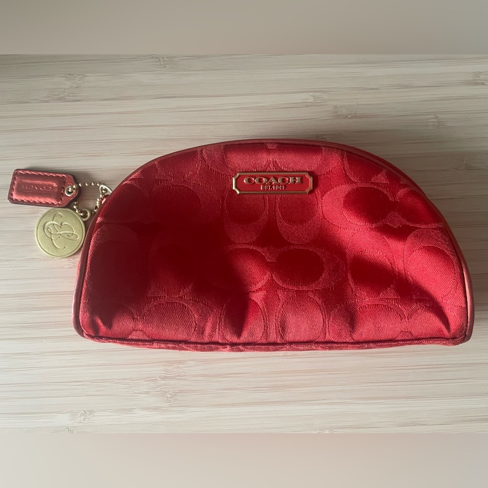 Coach limited edition Red Cosmetic Bag with Signature Monogram